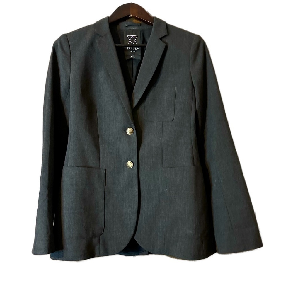 Aritzia Talula Women's Grey Exeter Blazer Jacket Detailed Buttons Pockets Sz 6